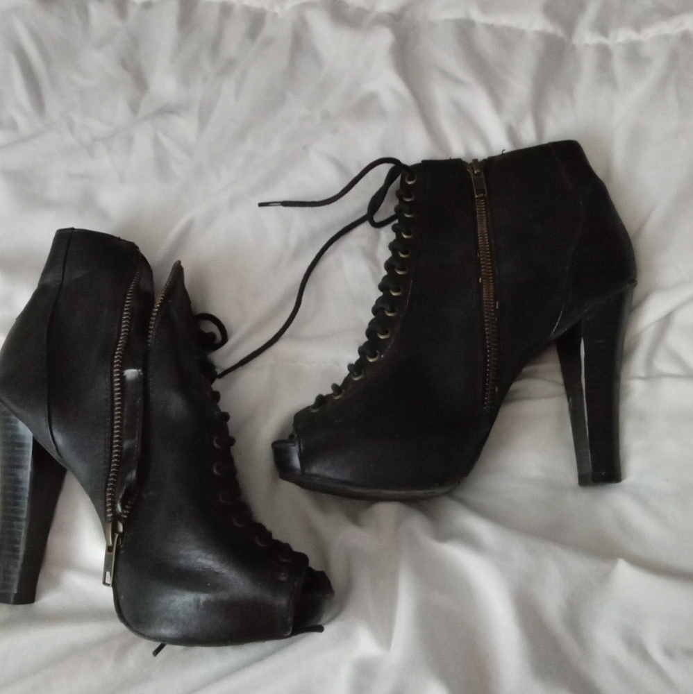 Peep toe ankle boots